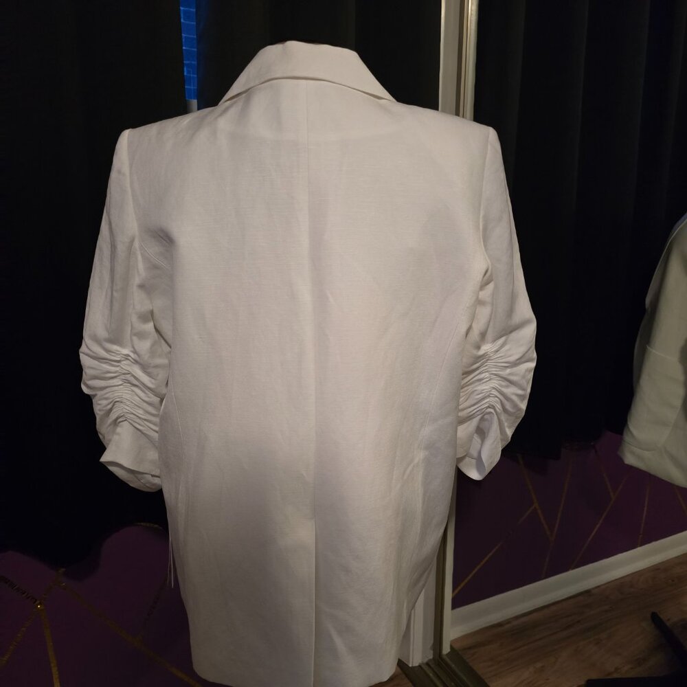 NWT Calvin Klein Women's Linen Blend One-Button Blazer, White, 18W - Picture 4 of 11
